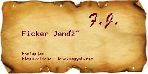 Ficker Jenő névjegykártya